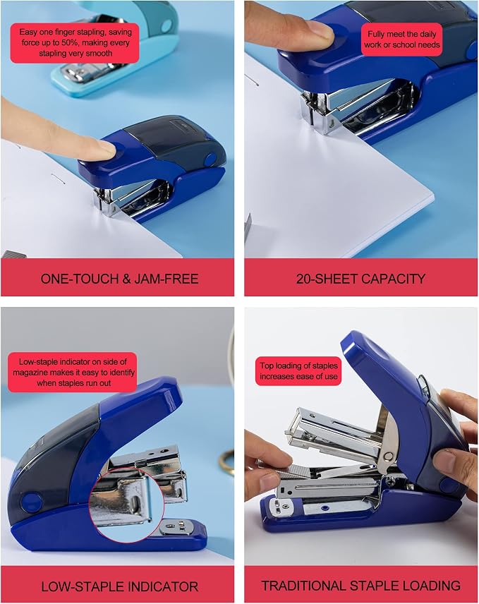 PAPERPAL Effortless Mini Stapler Set, 20 Sheet Capacity, Integrated Remover & - Image 4