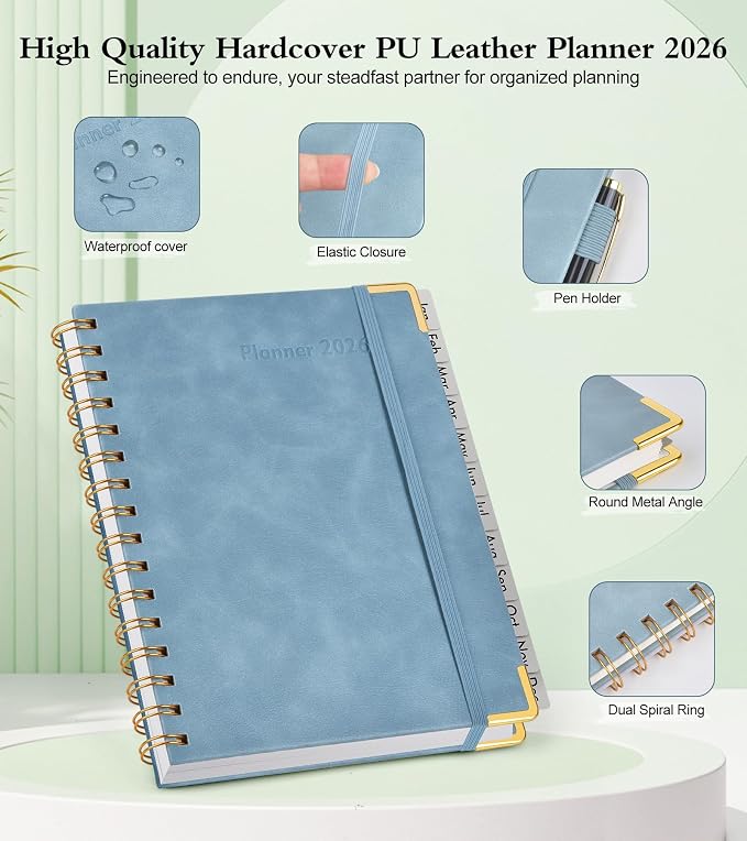 2026 Planner, Hardcover Leather Weekly and Monthly Planner, January 2026 - Image 4