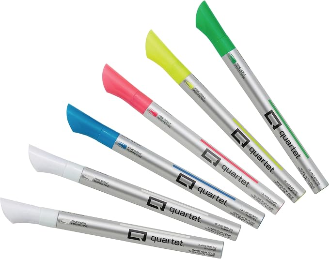 Quartet Dry Erase Markers, Glass Whiteboard Markers, Fine Tip, 6 Pack by Quartet
