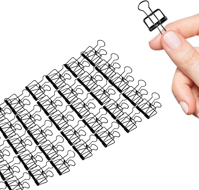 Small Binder Clips, 36 Pack, 3/4 Inch, Standard 19mm, Hollow Out Black by Makanu