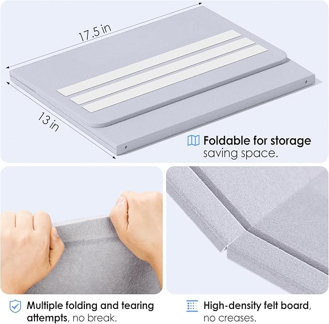 MaxGear Bulletin Board 35" x 17.5", Foldable Small Felt Board Vision Board Supplies, Cork Board for Office, Home, School, Pin Boards for Walls Decorative Picture Framed Display Board Gray-DeskLoop Office