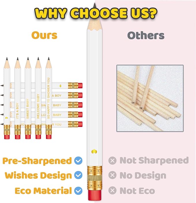 50Pcs - Baby Shower Sharpened Half Pencils - Image 2