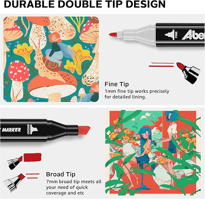 204 Alcohol Markers Set, Dual Tips Blender Art Markers for Drawing, Permanent Sketch Marker for Kids adult coloring, Alcohol Based, Adults Coloring and Artist Illustration.-DeskLoop Office