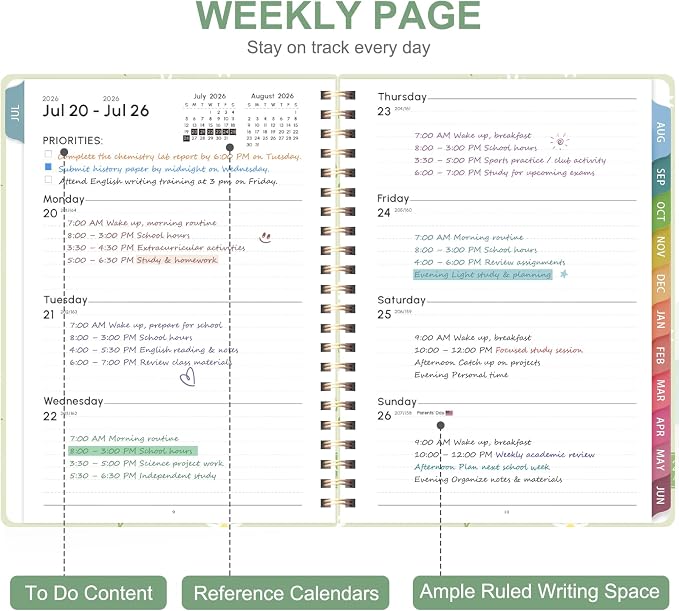 Planner 2026-2027, Weekly and Monthly Academic Year Calendar Planner, July 2026 - Image 2