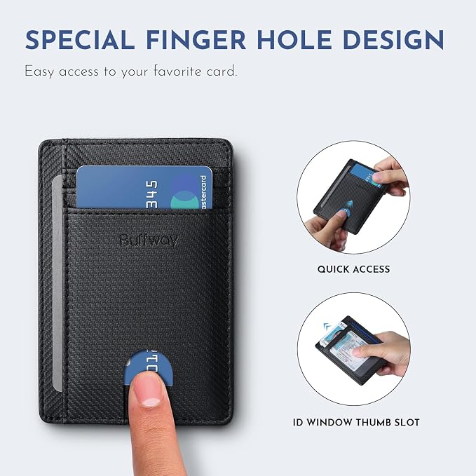 Buffway Slim Minimalist Front Pocket RFID Blocking Leather Wallets - Image 4