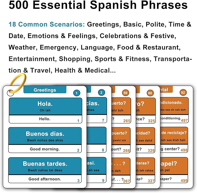 500 Common Spanish Phrases Flash Cards - Image 2