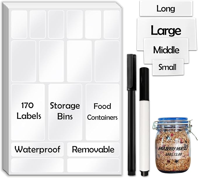 JIEHENG 170Pcs Clear Removable Labels by JIEHENG