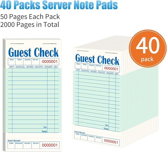 ZPARIK 40 Pack/2000 Tickets Guest Checks Books - Image 2