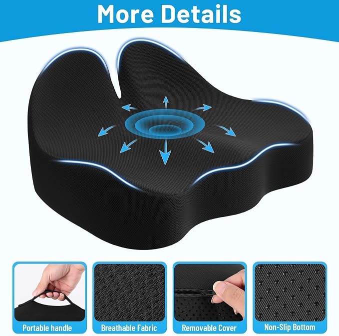 Cushzone Seat Cushion, Memory Foam Office Chair Cushions, Ergonomic Curved - Image 3