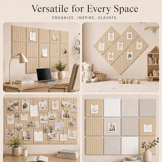 Stripe Felt Bulletin Board Tiles, Cork Board Alternative 24 x 36 in | 0.35 in - Image 6