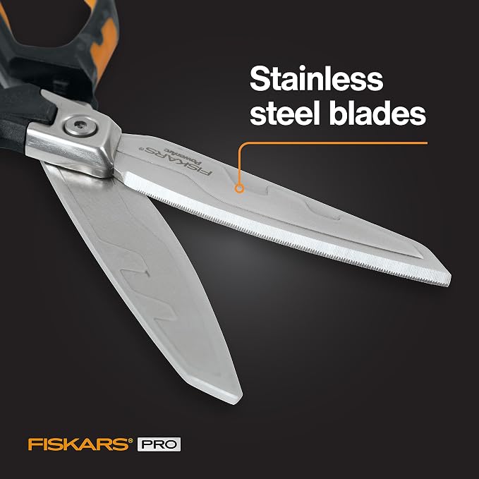 Fiskars PowerArc 8" Shop Shears, Heavy Duty Serrated Stainless Steel Scissors - Image 4