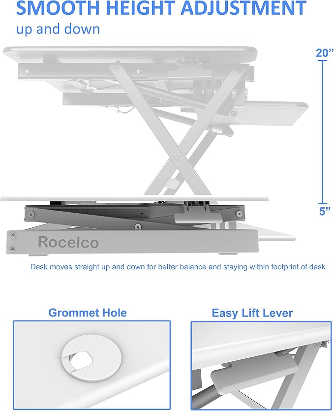 Rocelco 46" Large Height Adjustable Standing Desk Converter - Image 3