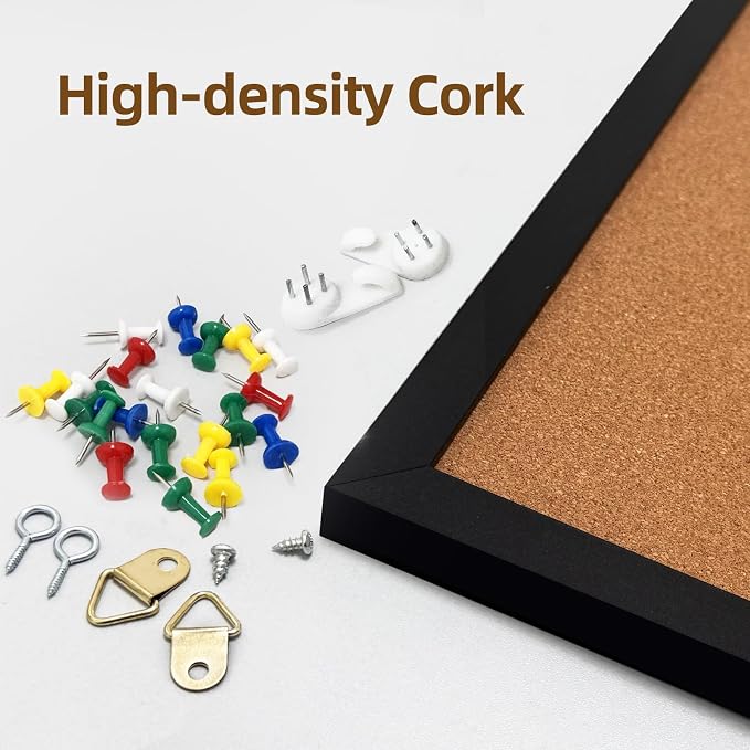 24" x 36" Cork Board Bulletin Board, Oak Frame, Decorative Hanging Pin Board - Image 3