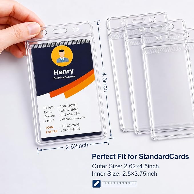 120 Pack Plastic Badge Holder, Vertical ID Badge Holder, 2.5" x 3.8" Name Tag - Image 2