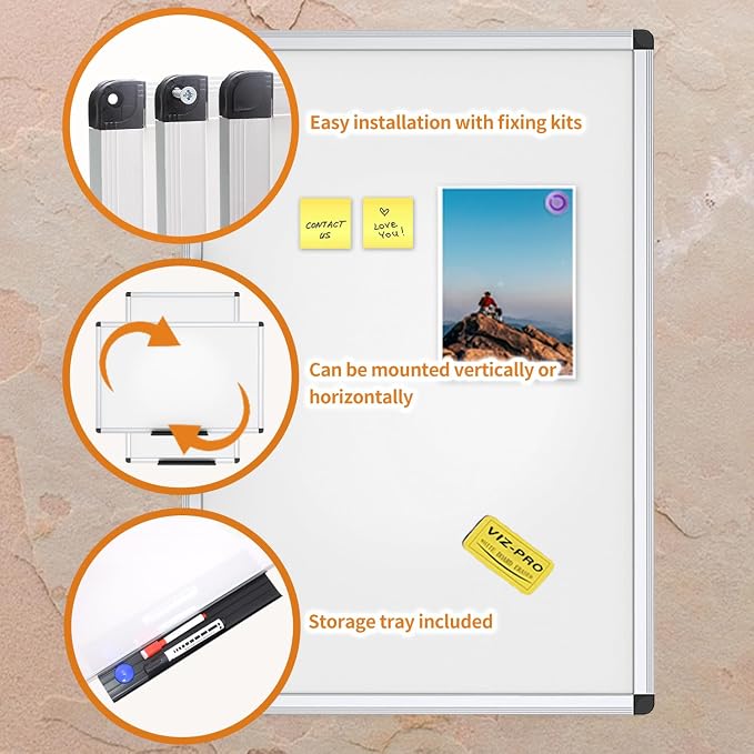 VIZ-PRO Magnetic Whiteboard/Dry Erase Board, 40 X 30 Inches - Image 3