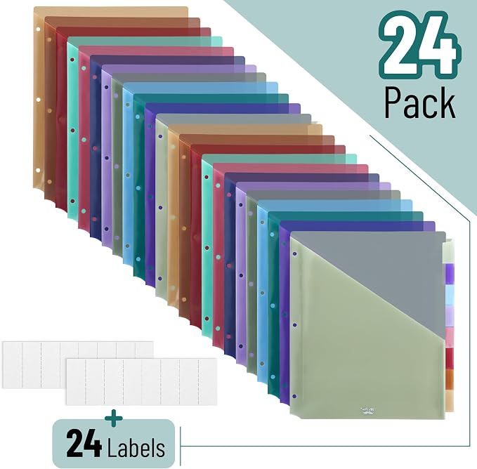 Mr. Pen- Binder Dividers with Pockets and Tabs, 24 Pack | 3 Ring Binder - Image 2