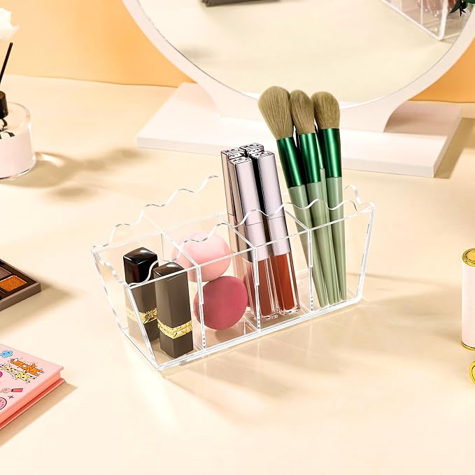 Zioffiel Scalloped Acrylic Pen Pencil Marker Cup Holder Organizer - Image 4