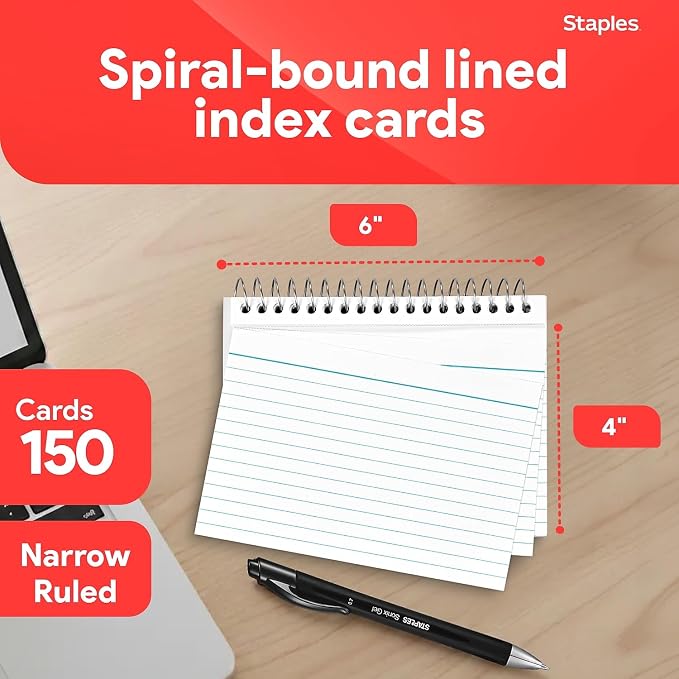 Staples Index Cards, Micro‑Perforated, 150 Cards – Tear‑Off Ruled Cards - Image 2