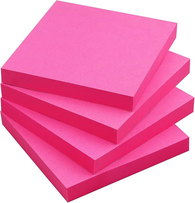 Sticky Notes 3x3 Self-Stick Notes Bright Colors Sticky Notes 4 Pads 100 by EasternWolf