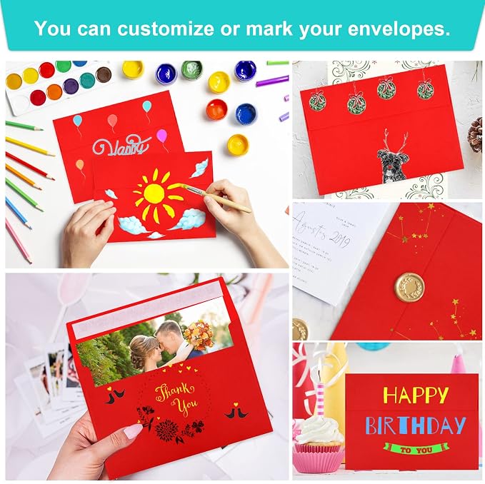 70 Packs of Invitation Envelopes, A2 Envelopes Red Postcard - Image 5