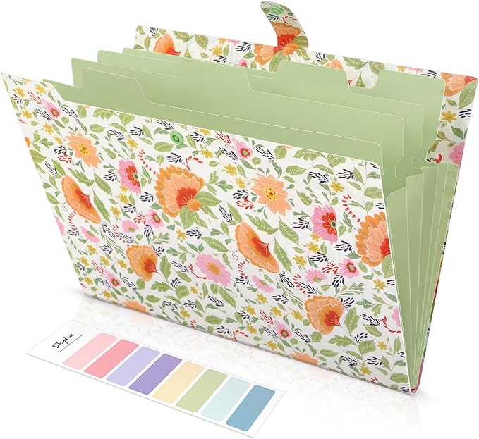 SKYDUE Accordion File Organizer, Floral Expanding File Folders by SKYDUE