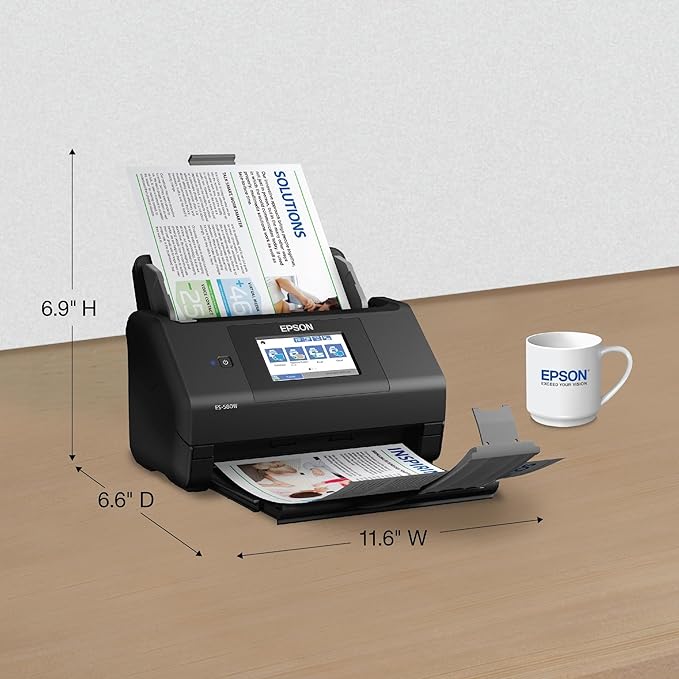 Epson Workforce ES-580W Wireless Color Duplex Desktop Document Scanner for PC and Mac with 100-sheet Auto Document Feeder (ADF) and Intuitive 4.3" Touchscreen-DeskLoop Office