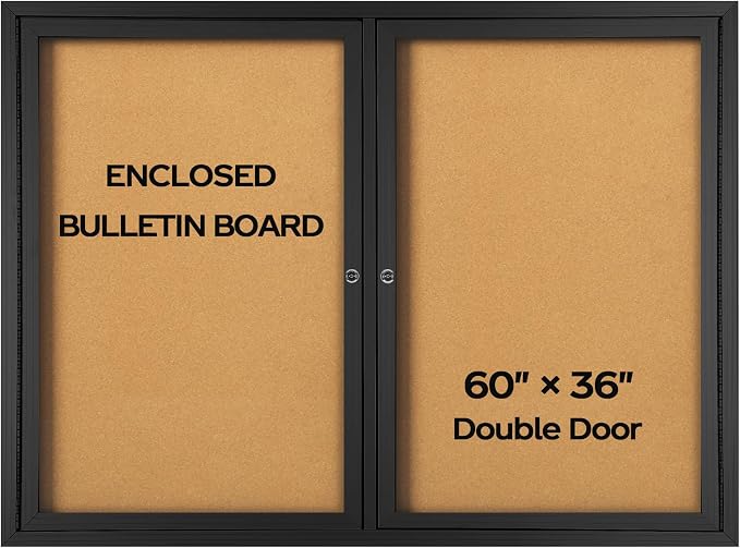 INNOVART Enclosed Bulletin Board 60”x36”, Lockable Cork Noticeboard by INNOVART