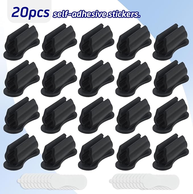 20 Pack Black Adhesive Silicone Pen Holders, Sticky Pen And Pencil Clip Set | - Image 4