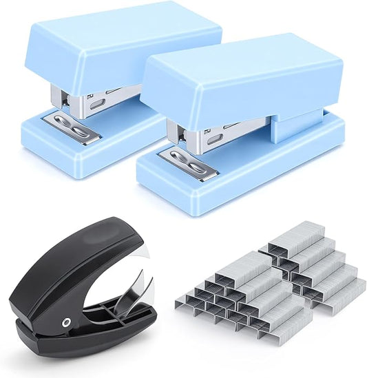 Mini Stapler with 2000 Staples, 30 Sheet Capacity, Jam-Free Small Desktop by JEFURE