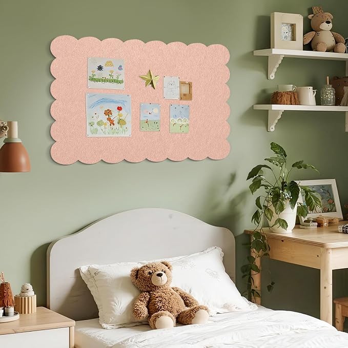 Lightomorrow Scalloped Bulletin Board, 36 x 24 Inches Felt Pin Board - Image 5