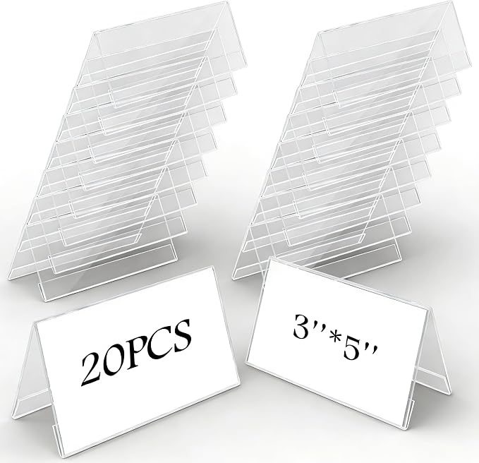 20 Pcs Mini Acrylic Sign Holder, 3x5 Inch Small Clear Acrylic Name Plate by Unknown