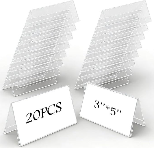 20 Pcs Mini Acrylic Sign Holder, 3x5 Inch Small Clear Acrylic Name Plate by Unknown