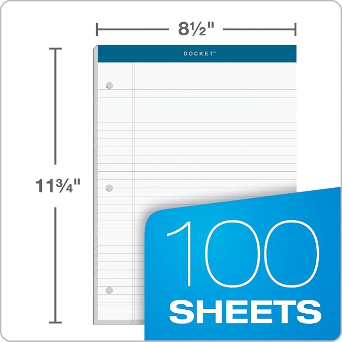 TOPS Docket Writing Pads, 8-1/2" x 11-3/4", Legal Rule, 3-Hole Punched - Image 3