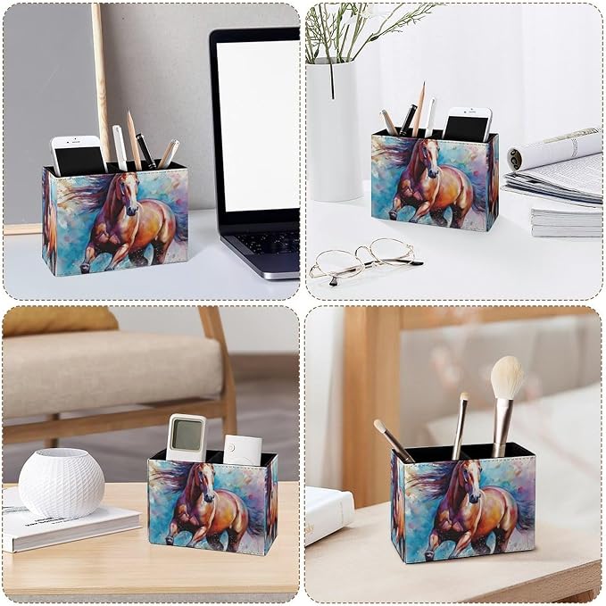 Famame Watercolor Horse Colorful Animal Pencil Holder - Image 4
