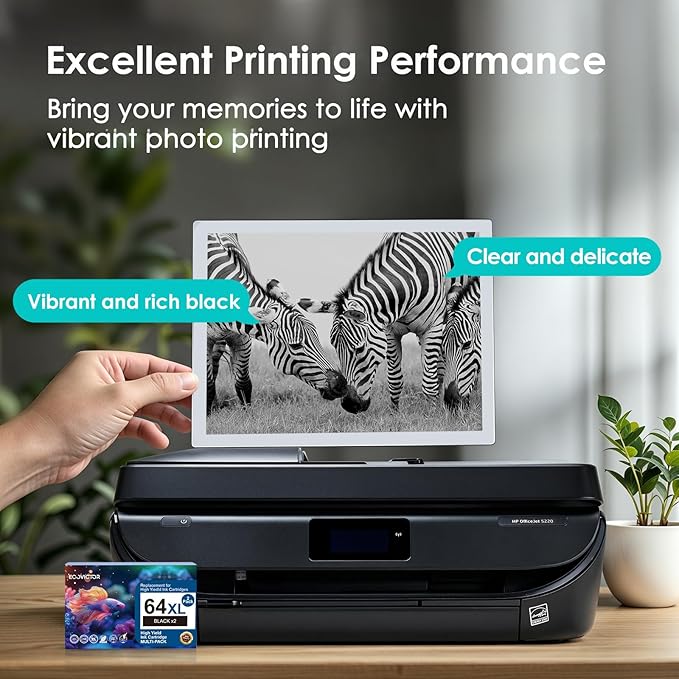 Remanufactured Ink Cartridge Replacement for HP Ink 64 Black HP64 XL HP64XL for Envy Photo 7858 7855 7120 7155 7100 7158 7164 6255 6252 6232 7800 Inspire 7200e 7900e 7955e Tango X Printer-DeskLoop Office