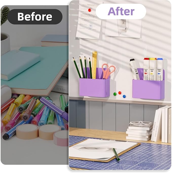 Mabrasse 2p Magnetic Dry Erase Marker Holder, Pen and Eraser Holder - Image 4