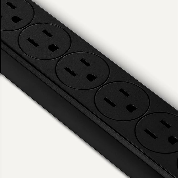 Amazon Basics Rectangle 6-Outlet, 600 Joule Surge Protector Power Strip, 2ft, Black, Small, 2-Pack-DeskLoop Office