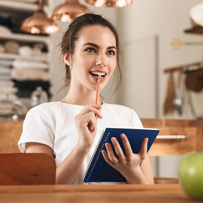 Yahenda 2 Pcs Spiral Notebook Bulk A5 Journal Lined 8.3'' x 5.5'' Writing Composition Paper Small Notepad Subject Notebook for Students Office Business Back to School Supplies (Deep Blue)-DeskLoop Office