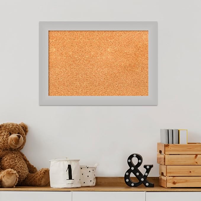 Amanti Art Natural Cork Board for Wall, 15x21 Vision Board with Silver Wood Frame, Small Corkboard Office Decor for Home Organization, Modern Corkboard Pinboard to Display Items for Home Organization-DeskLoop Office