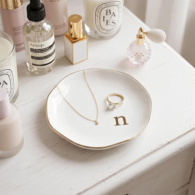 Ceramic Jewelry Tray, Personalized Initial Jewelry Dish - Image 4