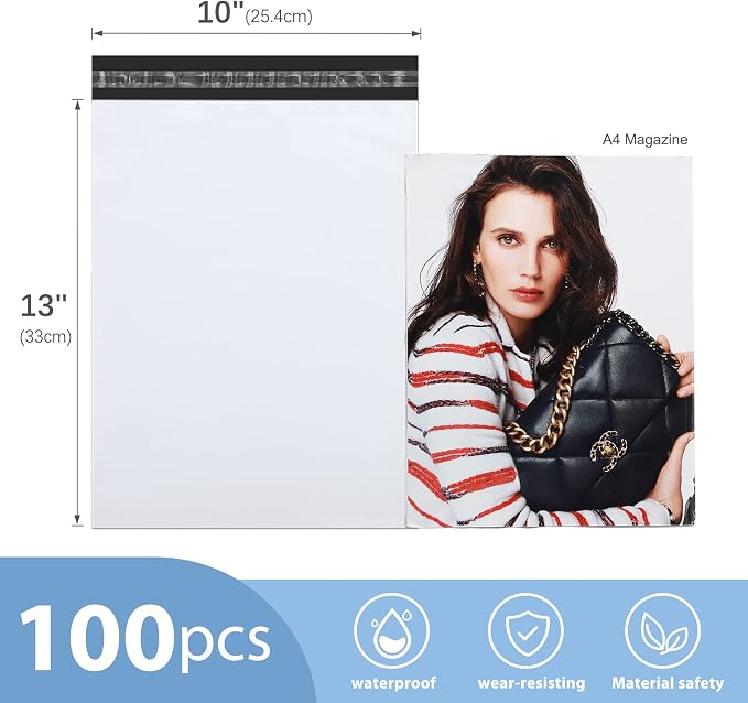 Metronic Poly Mailers 10x13 100 PC, Small White Shipping Bags Mailing Envelopes - Image 4