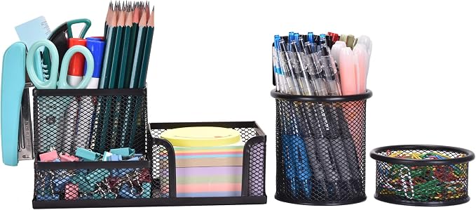 Freewindo Mesh Desk Organizer, Pencil Cup and Paperclips Cup by Freewindo
