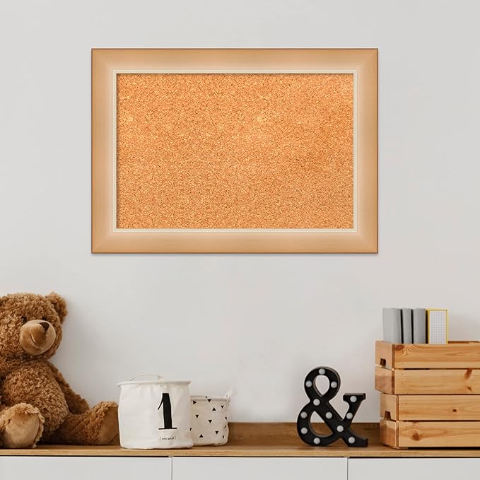 Amanti Art Natural Cork Board for Wall, 15x21 Vision Board with Gold Frame, Small Corkboard Office Decor for Home Organization, Modern Corkboard Pinboard to Display Items for Home Organization in-DeskLoop Office