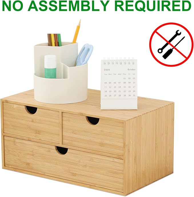 Wisuce Bamboo Desk Drawer Organizer, Desktop Organizer - Image 4