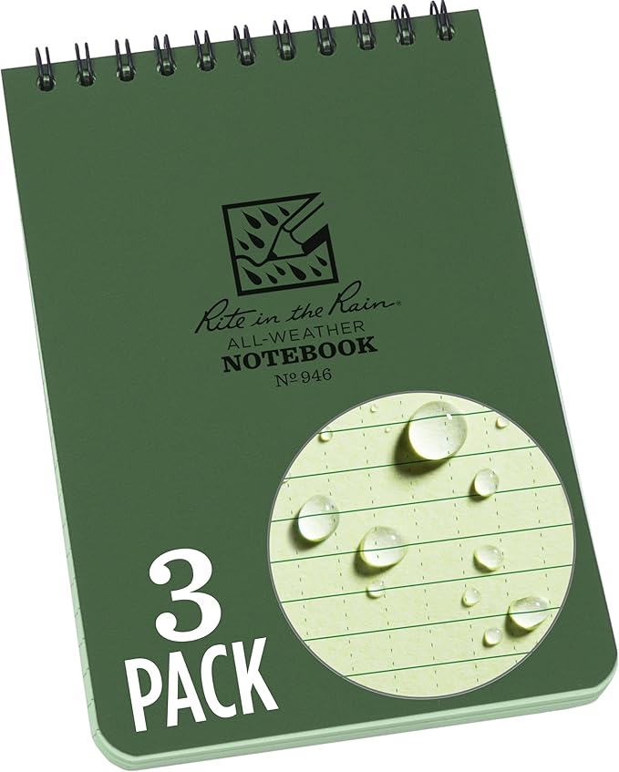 Rite In The Rain Weatherproof Top Spiral Notebook, Universal Pattern, 3 Pack by RiteintheRain