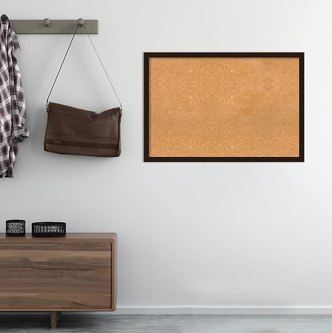 Amanti Art Natural Cork Board for Wall, 26x38 Vision Board with Brown Wood Frame, Large Corkboard Office Decor for Home Organization, Rustic Farmhouse Corkboard Pinboard to display items for home-DeskLoop Office