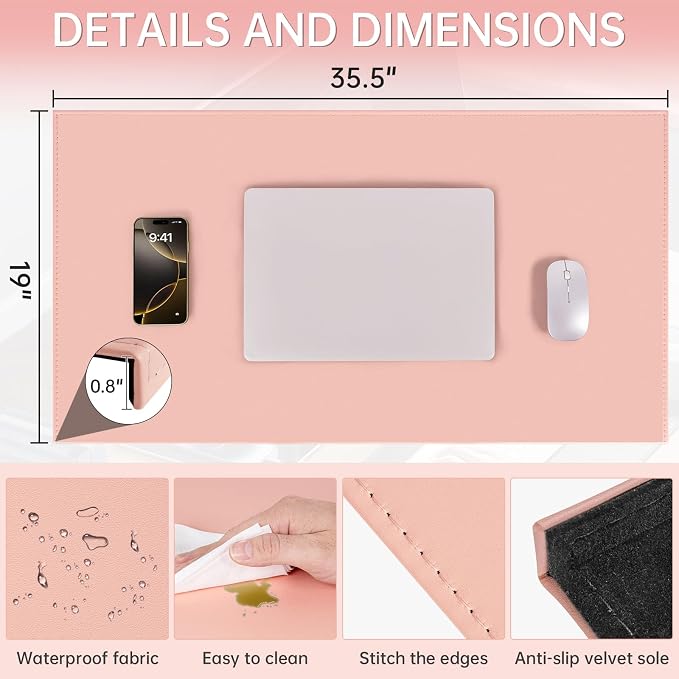 AKOZLIN 35.4"x 18.9" Soft PU Leather Surface Office Desk Mouse Mat Anti-Push Pad - Image 4