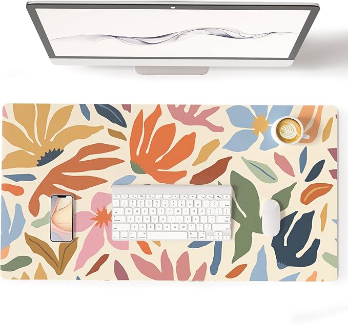 Colorful Star Abstract Floral Large Mouse Pad, Waterproof Office Desk Mat by ColorfulStar