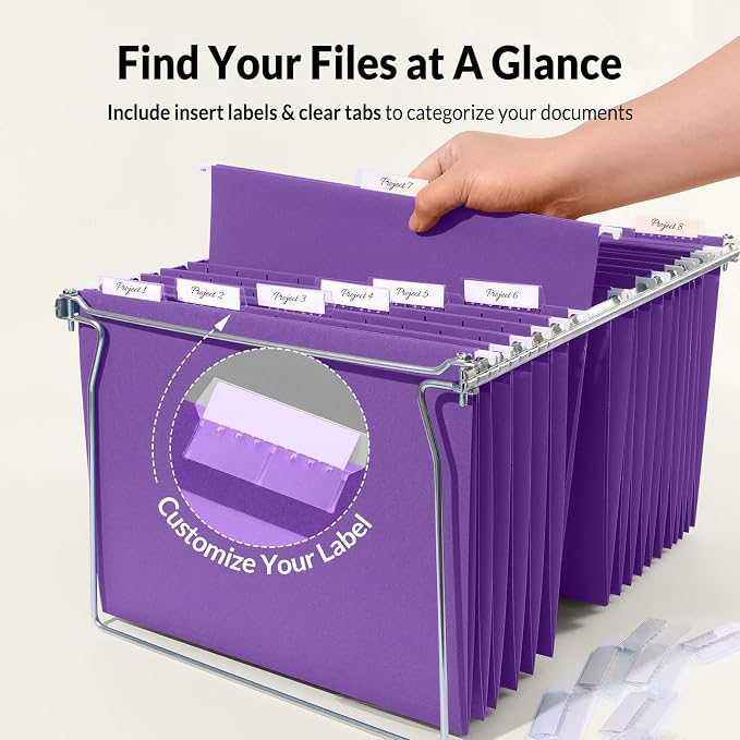 SUNEE 25 Pack Hanging File Folders, Hanging File Folders Letter Size - Image 2