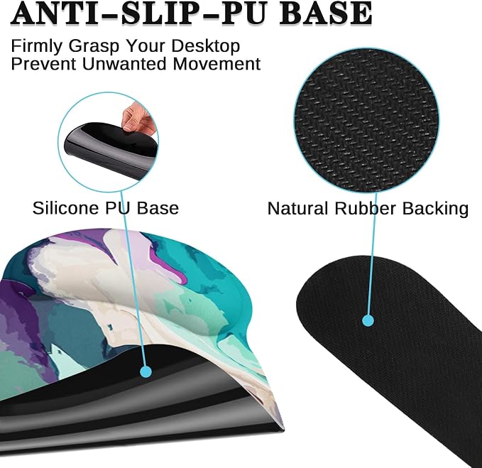 Britimes Teal and Purple Liquid Marbling Keyboard Mouse Pad Set 4in1 Large - Image 6